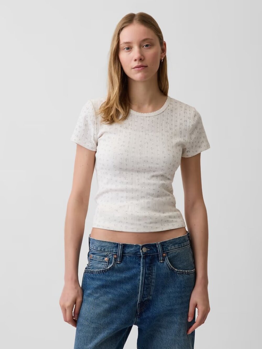 GAP Ribbed Pointelle Knit T-Shirt